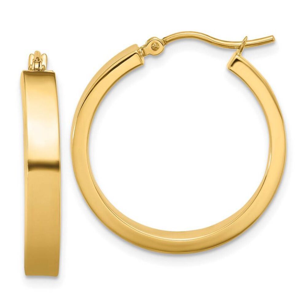 4mm, 14k Yellow Gold Polished Round Hoop Earrings, 22mm (7/8 Inch)